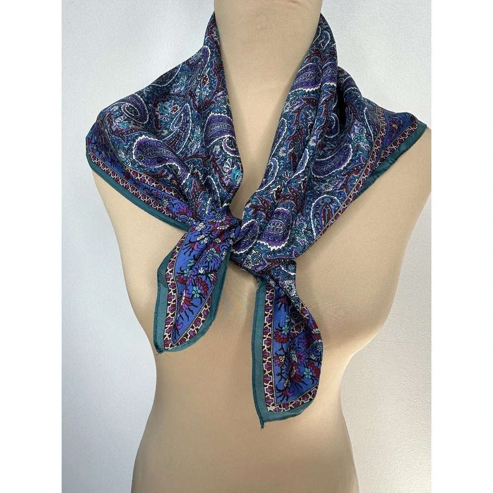 Lot Art of the Scarf Tie Rack Silk Scarf Multicolor Paisley Square Echo‎ Oblong